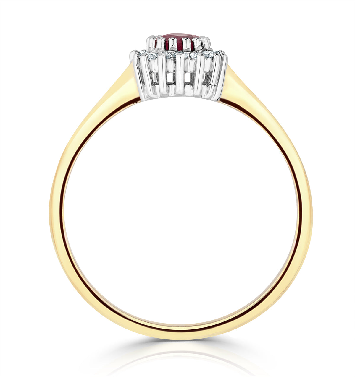 Ruby 3.5 x 3.5mm And Diamond 9K Gold Ring